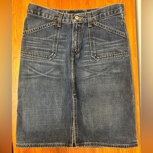 Vintage Express Jeans Denim Skirt With Front Slit Precision Fit